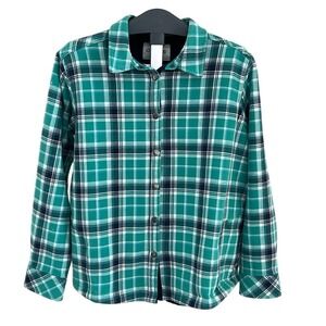 Orvis button down shacket shirt jacket plaid women XXL front pockets lined